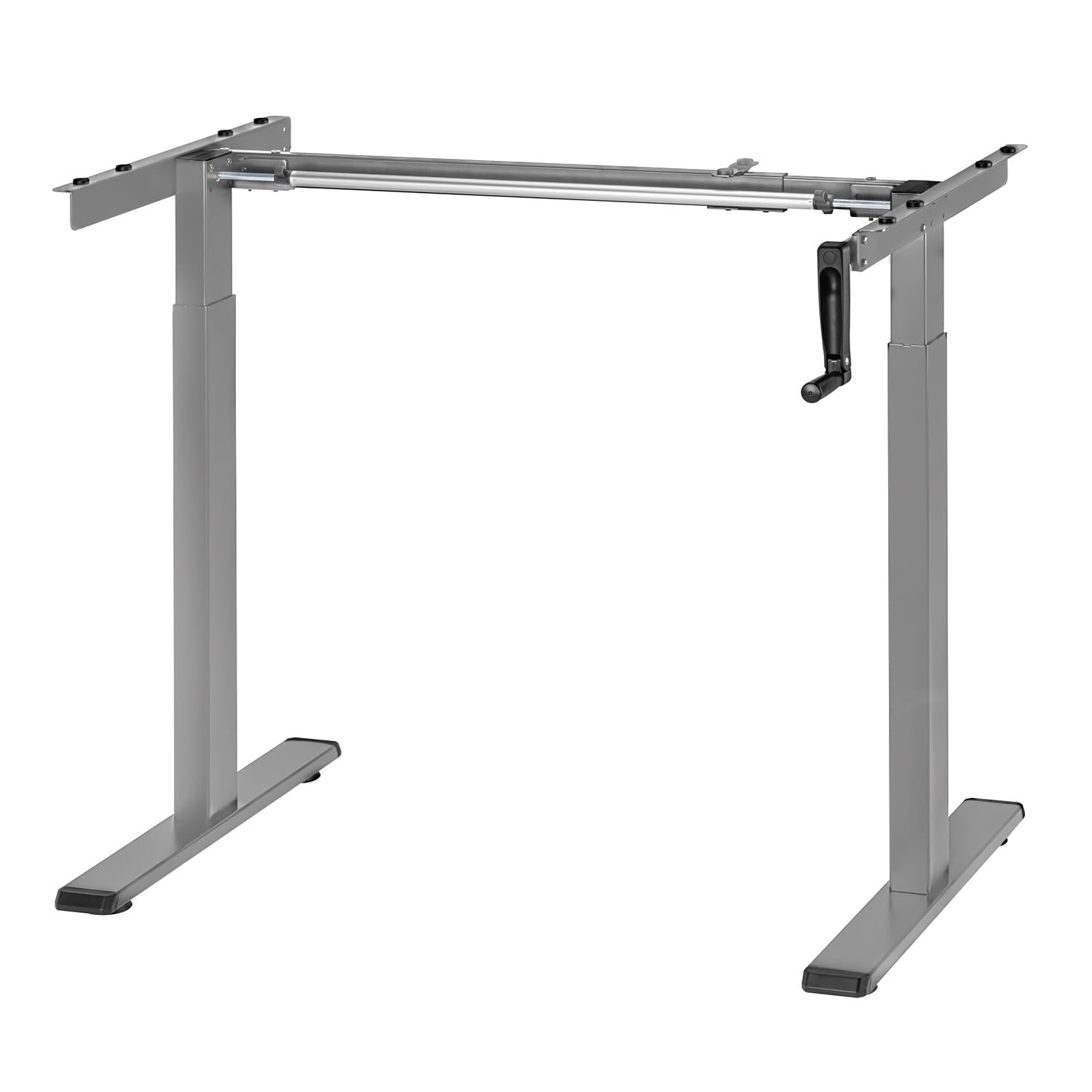 Maclean Sitz-Steh-Schreibtisch Tischgestell | Manuell Höhenverstellbarer Bürotisch max. 118cm | Ergonomischer Tisch Belastbar bis 60kg | MC-790N (Grau)