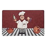 PowerSellerUSA Printed Anti Fatigue Mat, Non Slip Printed Textured Comfort Standing Floor Mats for Living, Dining Room, Bedroom, Kitchen, Office, Work (18x30 in., Cute Kitchen Chef)