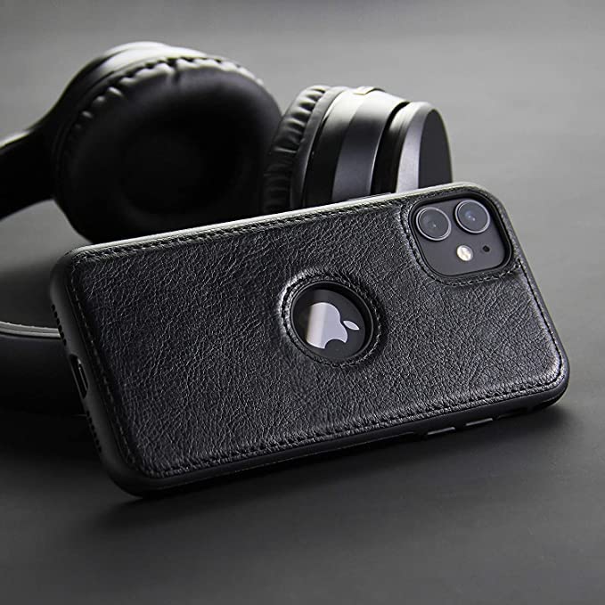 Image of M7 Back Cover Compatible with iPhone 11 Flexible Slim Leather Case for iPhone 11 (Black)