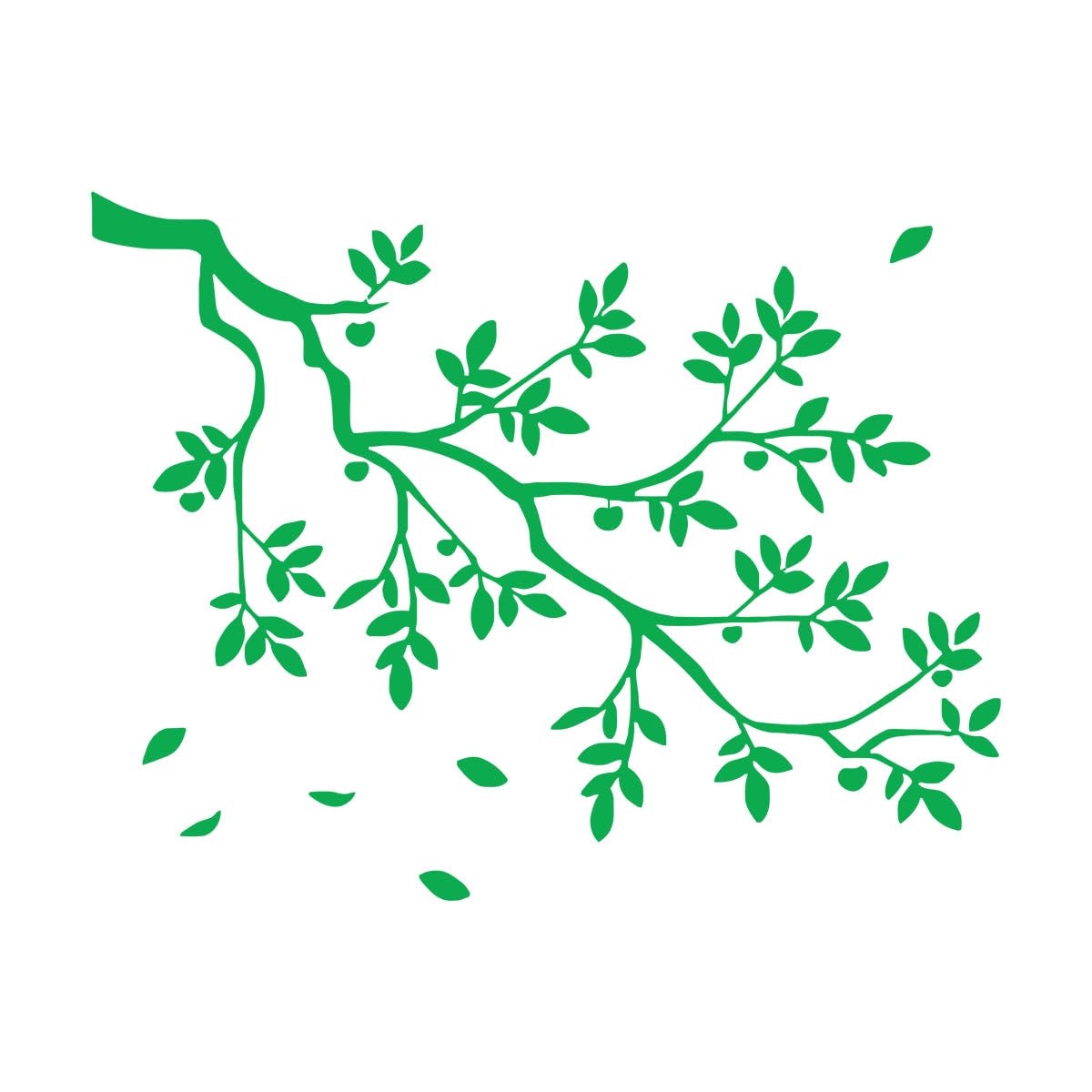 Tree Branches Leaf Wall Decal Living Room Bedroom Woodland Nature Forest Leaves Wall Sticker Nursery Kids Extra Large - 55x72cm
