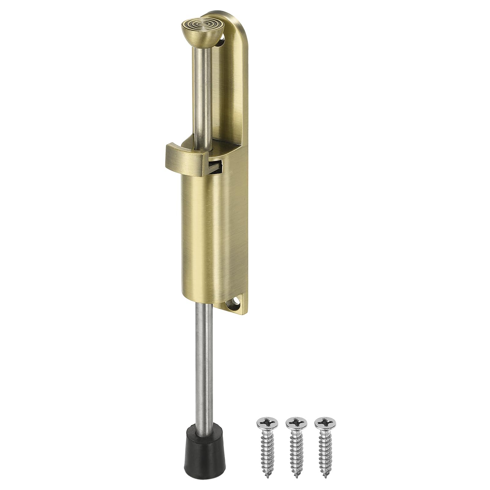 sourcing map Kickdown Door Stop, Zinc Alloy Spring Loaded Telescopic Step On/Off Adjustable Heavy Duty Foot-Operated Door Stop Holder for Ground Gap 0-100mm, Bronze