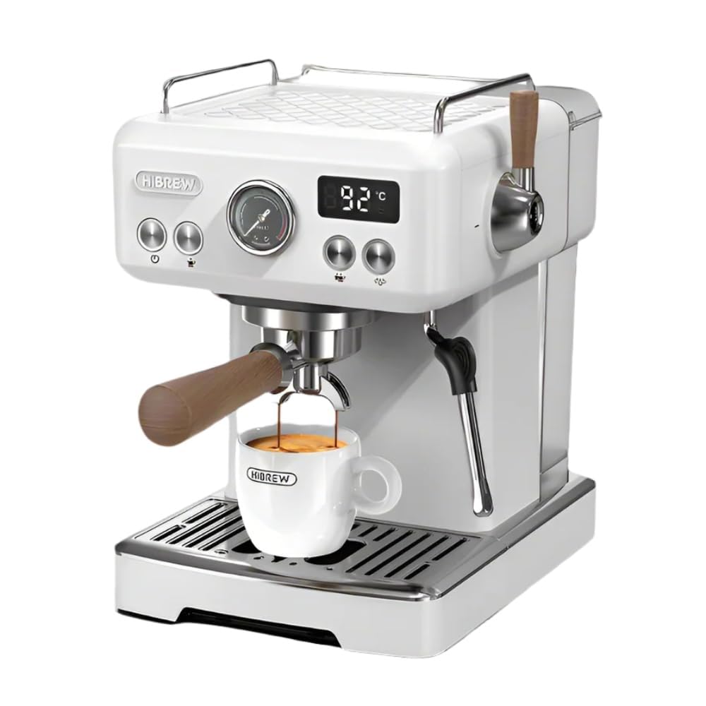 HIBREW H10 PLUS Espresso Coffee Machine (Matte White), 20-Bar Semi-Automatic Coffee Maker, Solenoid, Fast Heating, Temperature Control, Steam Frother for Cappuccino Latte, Compact Stainless Steel-image-40