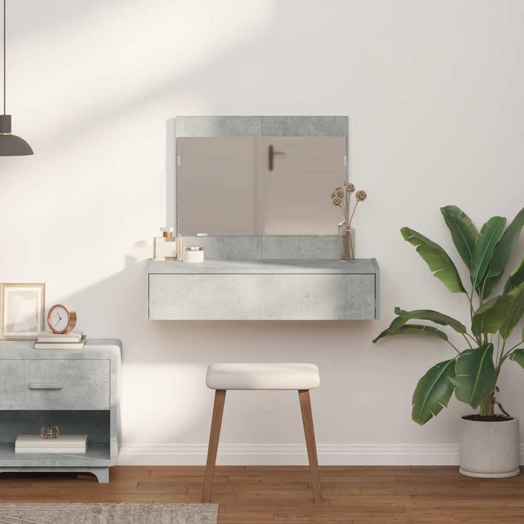 Schminktisch mit Schubladen Grau 83 x 40 x 70 cm Holzwerkstoff moderner Kosmetiktisch mit Spiegel Stauraum für Schlafzimmer und Bad praktische Makeup Kommode Organizer