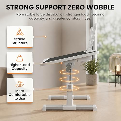 Image of StarAndDaisy Kids Study Table Foldable /Multipurpose Baby /Kids Bed Table for Laptop and Study /Laptop Table with Adjustable Height & Angle with USB Port, LED and Mini Cooling Fan -Black White