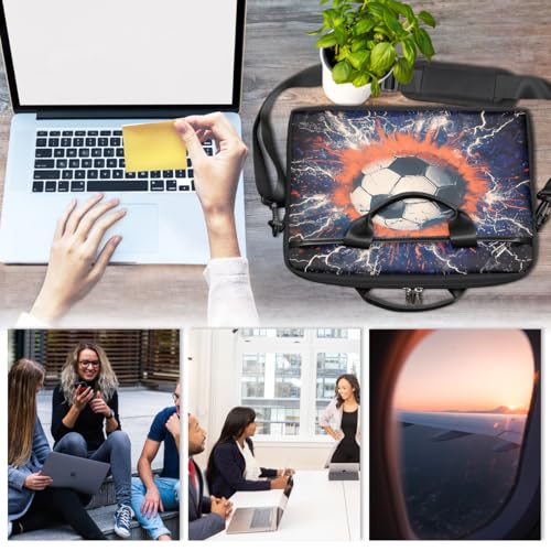 Bolso para portátil con diseño balón de fútbol vintage 15 pulg miniatura 6