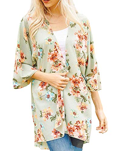 Women's Open Front Cover Ups for Swimwear Summer Thin Cardigan (Green,XL)