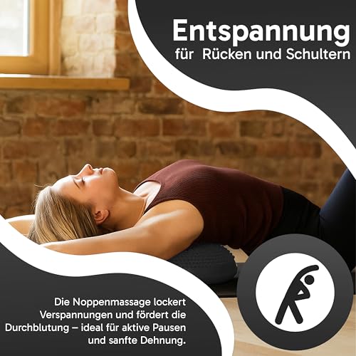 Retoo Ballsitzkissen mit Pumpe, Balancekissen 33cm, Luftkissen Sitzkissen Rückenschmerzen, Stärkung der Muskulatur, Verbesserung der Körperhaltung, Büro Zuhause Fitness, Schwarz