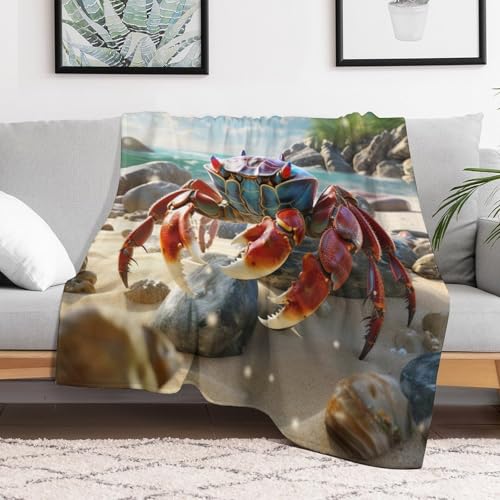 Couverture légère en polaire pour éliminer les frissons sur le canapé motif crabe 3D - 3