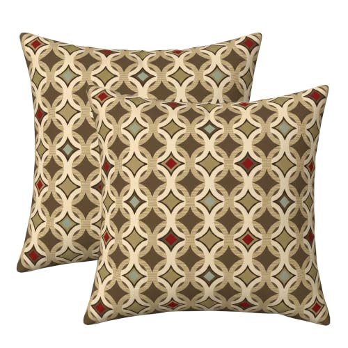 RSH DECOR: Sunbrella Square Throw Pillows Set of 2 | 17" x 17" | Water and Fade-Resistant Performance Fabric | Outdoor Pillow Covers with Down-Alternative Inserts | Made in USA (Tango Mink)