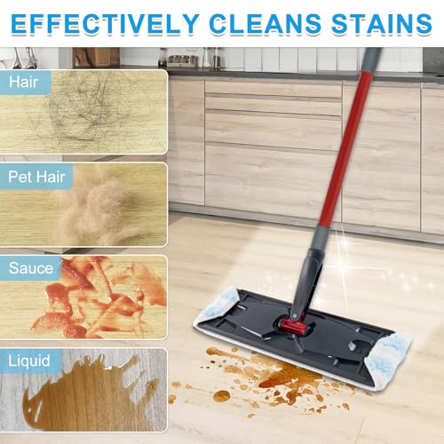 Image of Mop Replacement Pads for Ocedar H2prO Flat Mop, 4 Pack Mop Refills for O-Cedar H2pro Flat Mop, Machine Washable Reusable Microfiber Mop Heads Replacements for Ocedar H2 Pro Mop