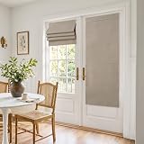 NICETOWN 100% Blackout French Door Curtain for Door Window, Cordless No Drill Roman Shade with Magnetic Lift Heavyweight Fabric Linen Textured, No Tools Privacy Window Blind, Beige, W24 x L64 in, 1 PC