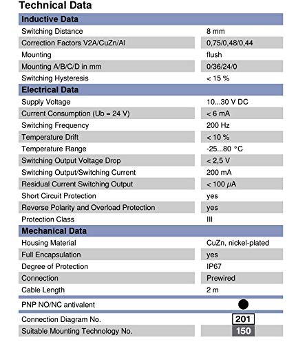 Carus Tool Wenglor Proximity Switch Sensor IW080BM70VA PNP New