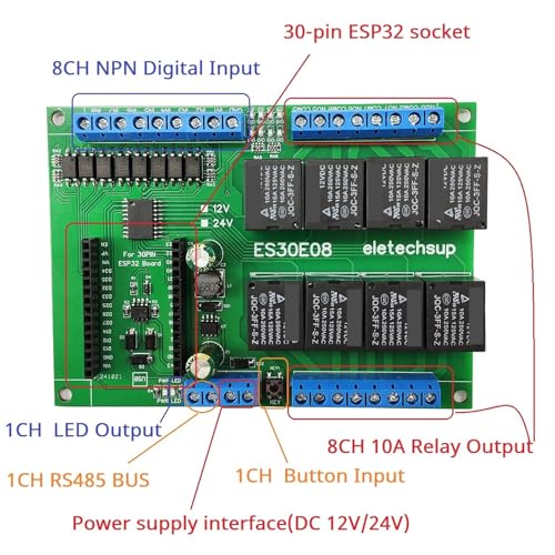 Relais ESP32 24V 8CH Modbus RS485 carte d'extension programmable pour automatisme - 5