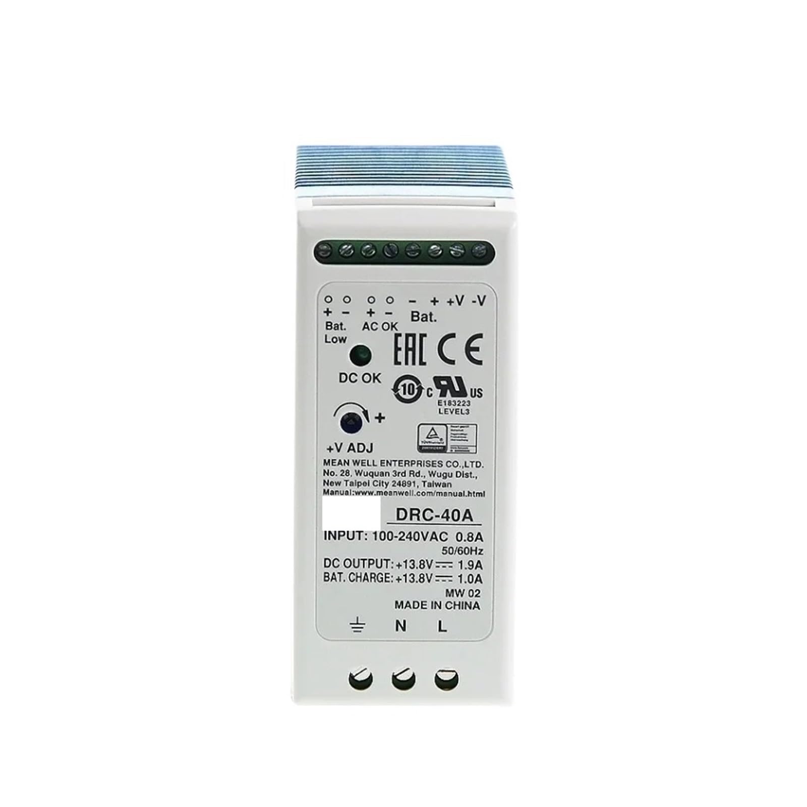DRC-40 Switching Power Supply DRC-40A 13.8V DRC-40B 27.6V Security DIN Type with UPS Function 40W(DRC-40B 27.6V)