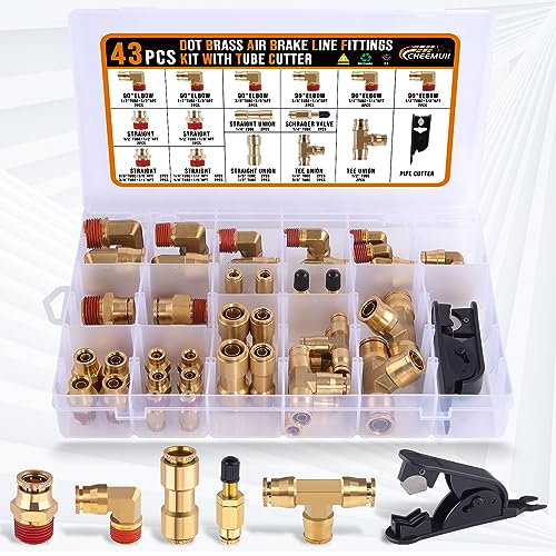 image for CheeMuii 43 PCS Brass DOT Air Brake Line Fittings 1/4