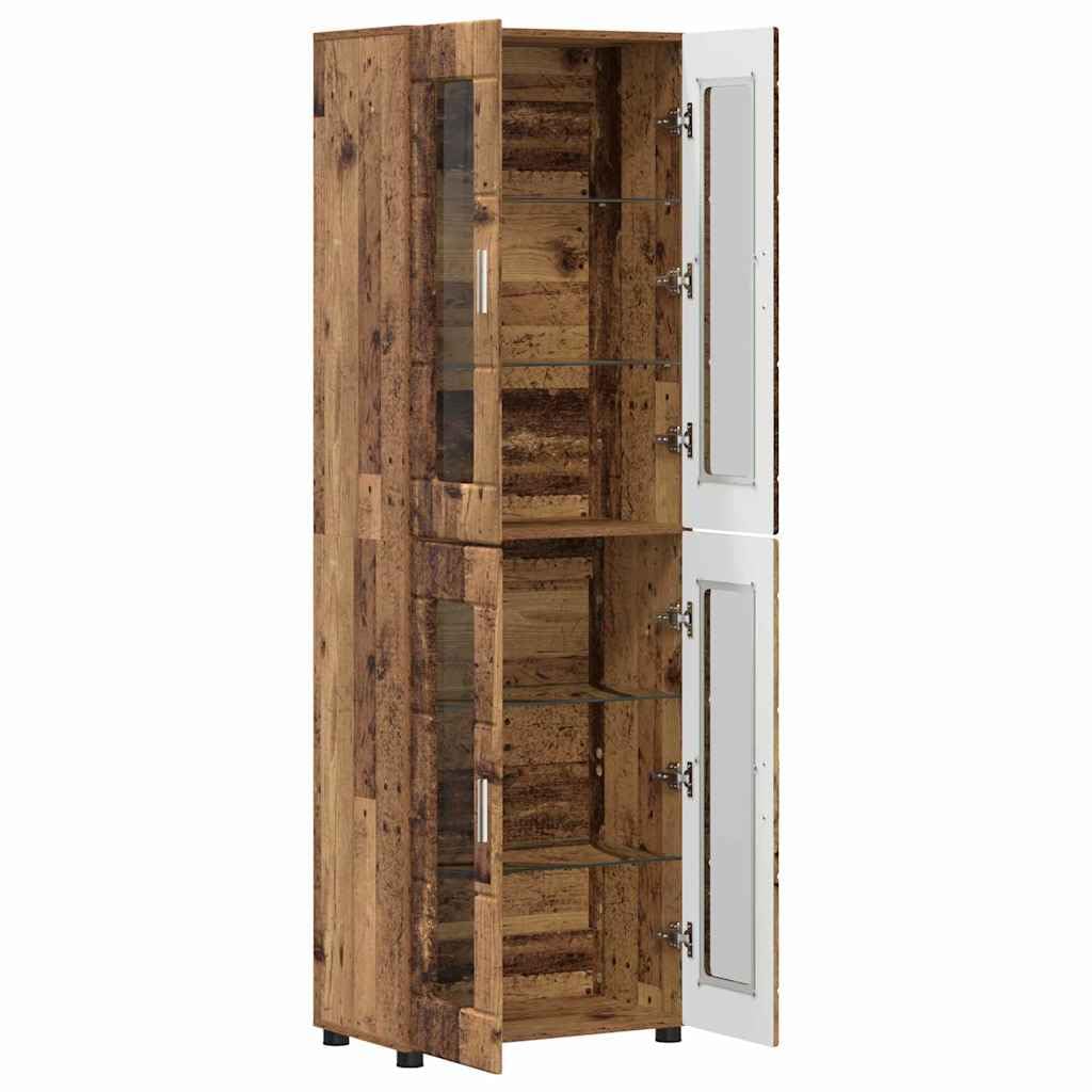 Armadietto alto, 60 x 35 x 182 cm, in legno anticato e legno con vano