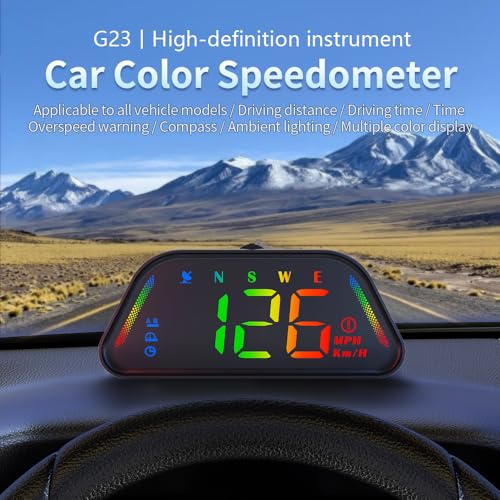 Image of Universal Car HUD GPS Speedometer - G23 Heads up Display Digital Speedometer MPH Real-Time Display with Overspeed Alarm & Fatigue Driving Alert, Plug and Play USB, Auto Brightness for All Vehicles