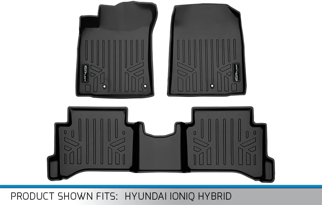 SMARTLINER Custom Floor Mats 2 Row Liner Set Compatible with 2017-2022 Hyundai Ioniq