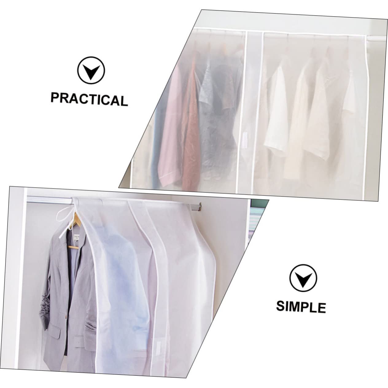 Funda para Colgar Ropa Peva, Juego de 2 Piezas, Blanco | Perchero en Casa, Bolsa de Almacenaje para Armario, Diseño Seguro, Cobertura Transparente