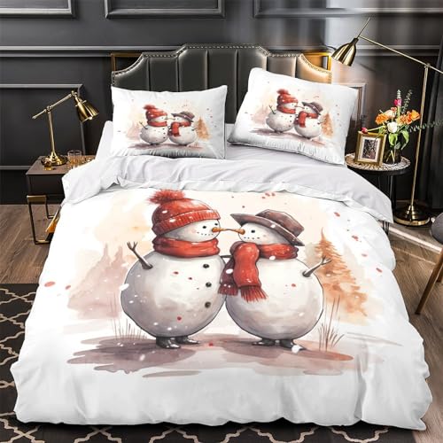 Housse de couette bonhomme de neige parure de lit microfibre 3D - 4