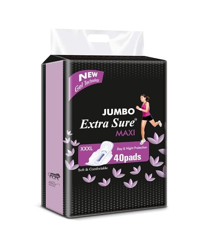 Extra Sure jumbo Maxi XXXL | 40 Pads | XXXL Dry Cover Sanitary Pads for Women | Convert Heavy flow into Gel | Odour Control | Superior Dry feel | Ultra Thin Pads | 320mm (pack of 1,total 40 pad) (B0CVQN6VJN) Amazon Price History, Amazon Price Tracker
