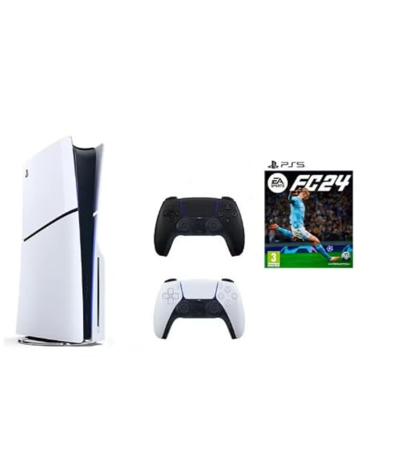 SIE Sony PlayStation 5 Slim Disc with Extra Dualsense Black Controller and FC24 - International Version