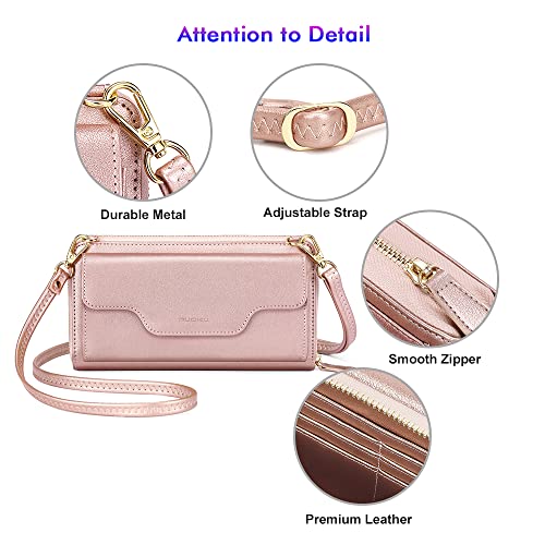 Image of nuoku Small Purse for Women, RFID Blocking Wristlet Wallet, Crossbody Clutch with Cell Phone Pocket
