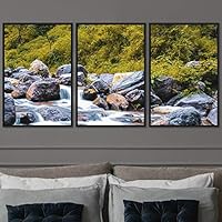 3 Piece Framed Canvas Wall Art Forest Rivers Canvas Prints Home Artwork Decoration for Living Room,Bedroom - 16