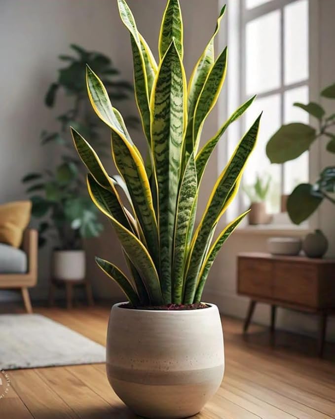 Indoor Snake Plant, Sansevieria Trifasciata, Natural Air Purifying Live Plant in Pot,Low-maintenance plant Good Luck Home Decor Plant (pack Of 1) Zp_3