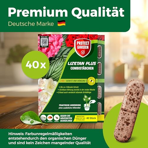 PROTECT GARDEN Lizetan Plus Combistäbchen, Langzeit-Schädlingsfrei und Premium-Dünger in Einem, 40 Stück