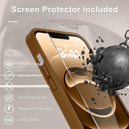 Image of YENAPOON for iPhone 13 Pro Max Case, Matte Magnetic Phone Cover [with 1 Screen Protector] [Support for MagSafe] [Shockproof Military Grade Protection] Translucent Frosted Back, Brown