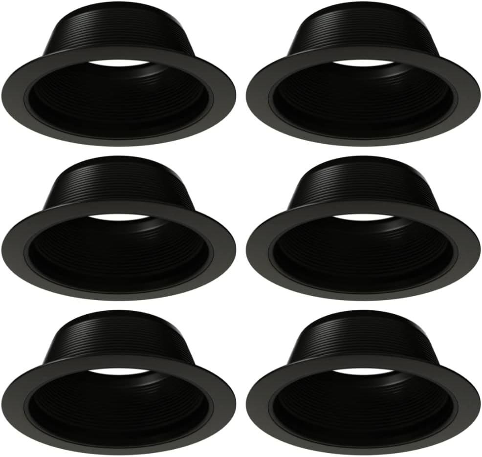 6" Inch Stepped Baffle Trim with 7.25 Inch Goof Plastic Ring, Use with ...