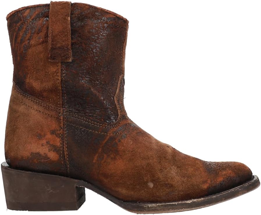 CORRAL Women's Western Style Round Toe Lamb Leather Ankle Eudora Boots, Chocolate-Tan, 9, Medium