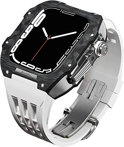 Boîtier de montre en fibre de carbone et bracelet caoutchouc Apple Watch 8