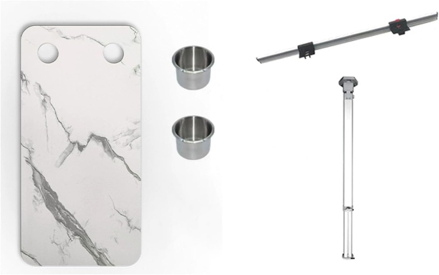 Wall RV Folding Table, Picnic Foldable RV Table, Aluminum Camper Tables, RVs Dinette Desk with Reserve Sink Cup and Steel Pipe Bracket, for Home Office, Outdoor Camping Picnic(Brown)