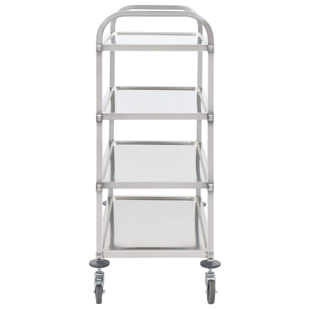 Wakects Carrello di Servizio in Acciaio Inox con 4 Ruote, 4 Livelli, 107x55cm, per Ristoranti