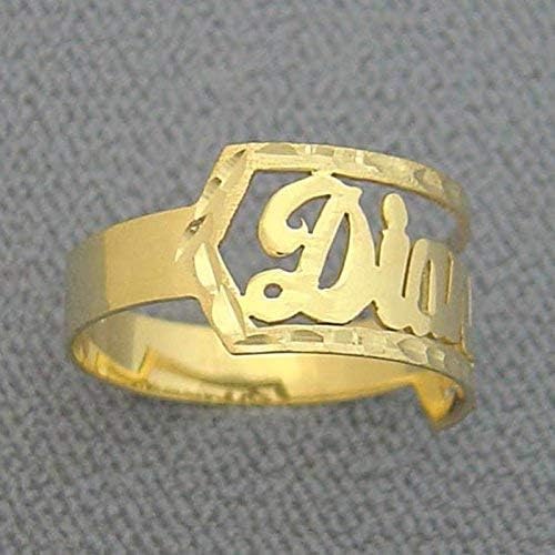 Solid 14k Gold Personalized Script Name Ring Band Customized Fine Jewelry