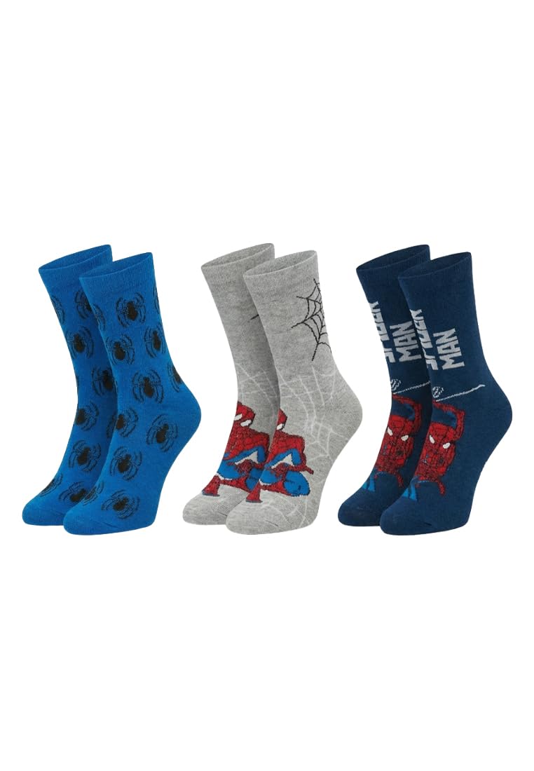 Onomato! Boys Multicoloured Spider-Man Kids Socks 3 Pairs, 12-13.5