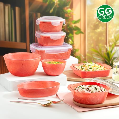 Image of Borosil 700 ml Baking & Serving Oval Shape Dish | Borosilicate Glass Bakeware and Serveware Tray | Microwave, Oven & Dishwasher Safe Bowl | Transparent Container (Kube Pink)