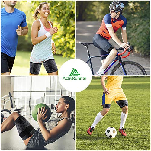 Activrunner Thigh Compression Support Sleeve (2 Per Pack), Breathable With Adjustable Non-Slip Strap For Hamstring And Quadricep Muscle Injury And Strain Recovery. Suitable For Men And Women #TOP4