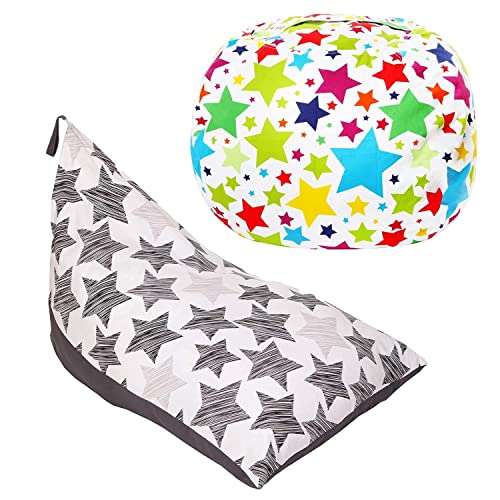 5 Stars United Stuffed Animal Storage Bean Bag - Cover Only - Plush Toys Holder And Organizer For Boys And Girls - Holiday Stars, Hatch Stars, Bundle #TOP12