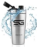 Satire Gym® - Protein Shaker Edelstahl mit Sieb / Edelstahl Shaker mit einem 700ml Fassungsvermögen / auslaufsicherer & BPA freier Eiweiß Shaker / Fitness Shaker Edelstahl mit Schraubverschluss