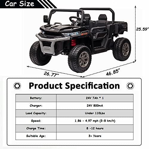 Sopbost 24V Ride On Truck 2 Seater Ride On Utv With 2X200W Motor Ride On Dump Truck With Dump Bed/Shovel Ride On Car With Remote Control Electric Vehicle With Eva Rubber Tires For Boys Girls (Black) #TOP5
