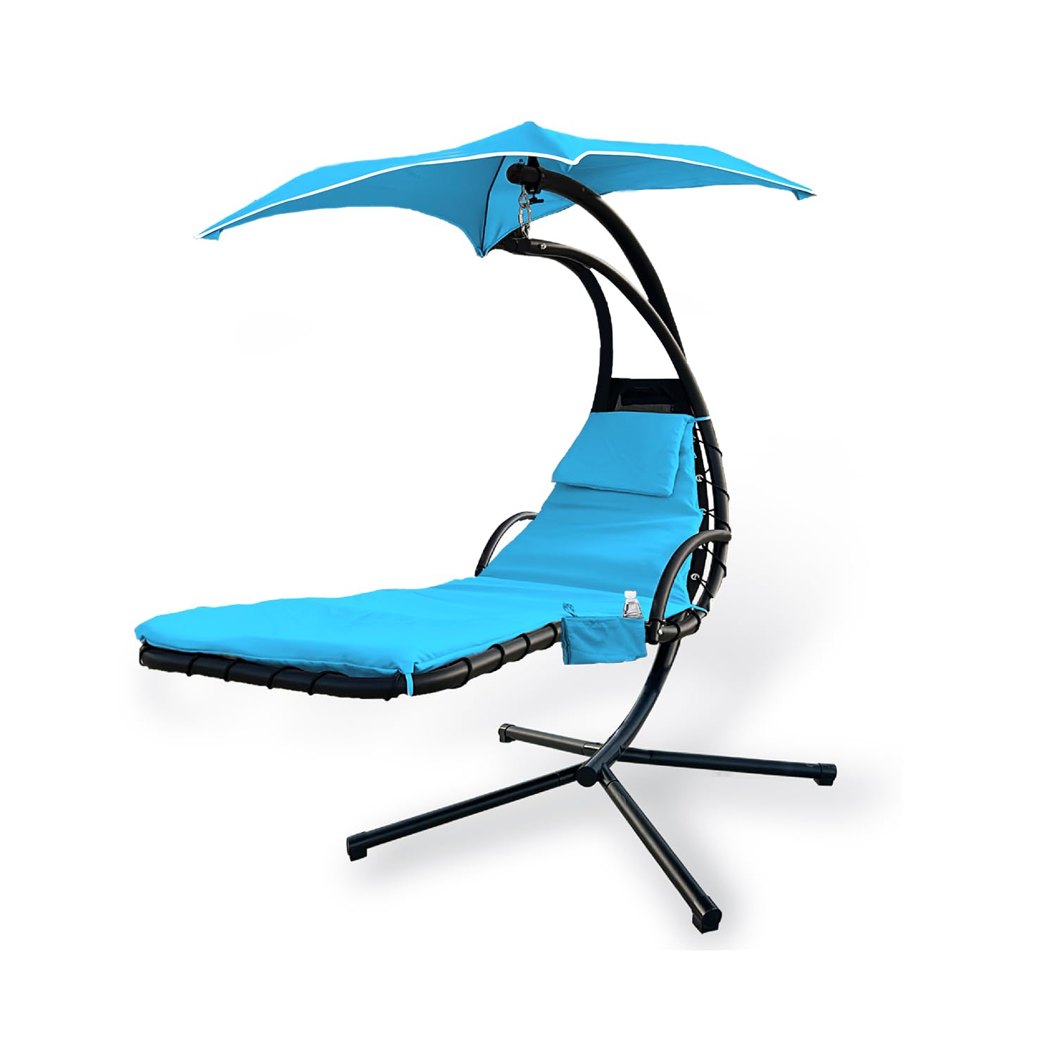 Outdoor Hanging Lounge Chair Replacement Cushion Cover and Umbrella Fabric, Made for Patio Curved Chaise Hammock Floating Swing Chair Pads, Waterproof Soft Fabric (Cushion and Chair Excluded) (Blue)-image-12