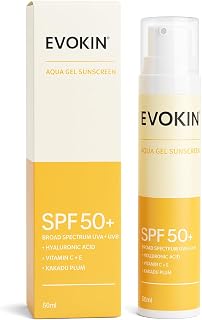 Evokin Aqua Gel Sunscreen SPF 50 PA+++ | Broad Spectrum UV A/B With Blue Light Protection | No White Cast, Quick Absorbing... Price In India