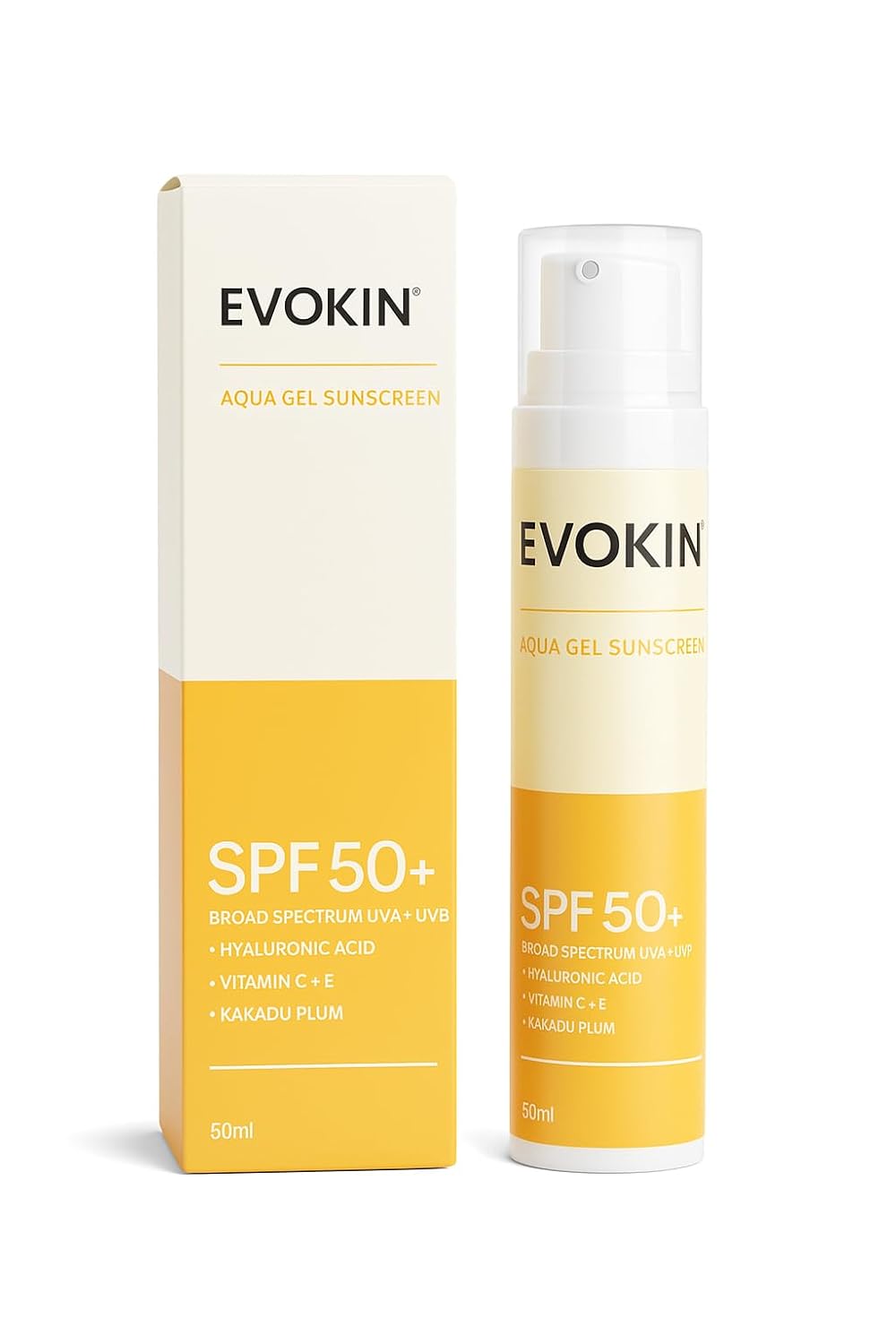 Evokin Aqua Gel Sunscreen SPF 50 PA+++ | Broad Spectrum UV A/B With Blue Light Protection | No White Cast, Quick Absorbing...