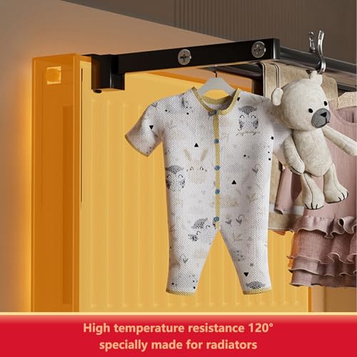 Porte-serviettes pour radiateur noir extensible sans perçage 110cm - 7