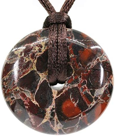 CHENYUE Natural Gemstones Peace Donut 30M Beads Adjustable Braided Macrame Tassels Pendant Unisex