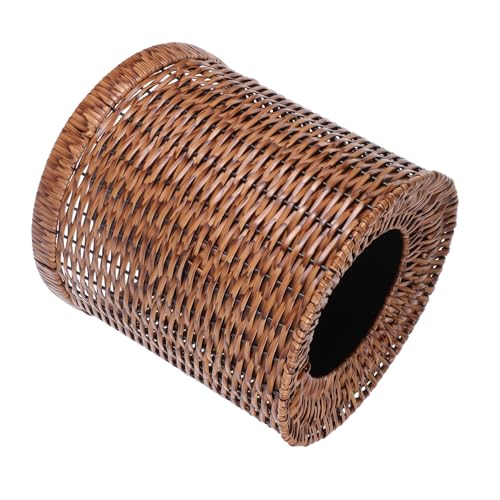 Ciieeo Cubo de basura tipo Ratán papelera grande Basurero grande papelera diseño retro Basurero fácil de limpiar papelera de dormitorio Papelera de cocina cesto de la ropa pp Brown