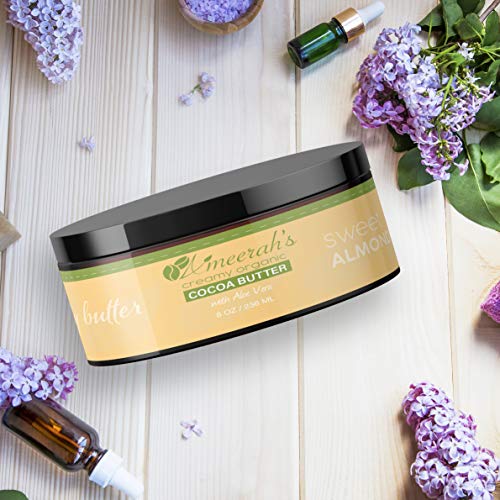 Bobbi Jean's 8 Oz Organic Cocoa Body Butter & Sweet Almond Oil With Aloe Vera & Vitamin E | Body Moisturizer Cream - Unscented #TOP4